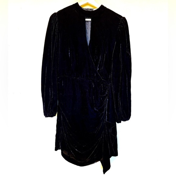 RHODE Womens Zadie Velvet Cut Out Puff Sleeve Mini Dress Black NWT Size 6 - Picture 11 of 12